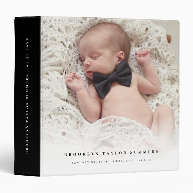 Simple Minimalist Modern New Baby First Year Photo Binder (Front/Spine)