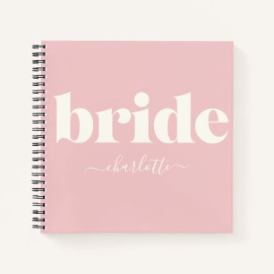 Simple Minimalist Modern Personalized Blush Bride Notebook