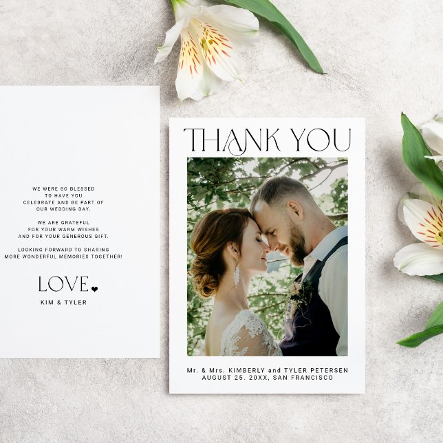 Simple minimalist modern photo wedding  thank you card (Creator Uploaded)