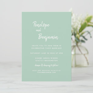 Simple Minimalist Modern Pistachio Green Wedding Invitation