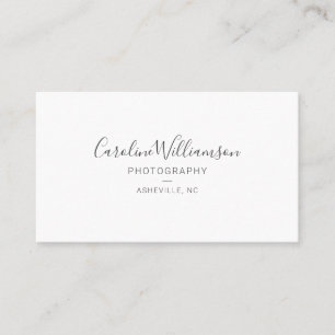 Simple Minimalist Modern Script Black and White Business Card