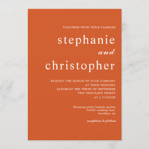 Simple Minimalist Modern Script Wedding Coral Invitation