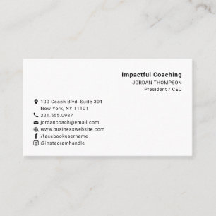 Simple Minimalist Modern Social Media Icons Business Card