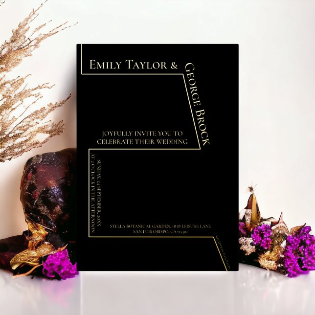 Simple Minimalist Modern Wedding Black And Gold (Creator Uploaded)