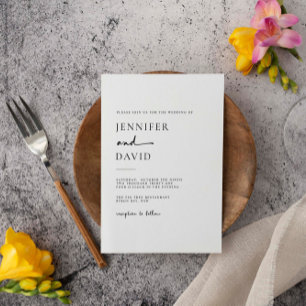 Simple Minimalist Modern Wedding Invitation