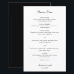 Simple Minimalist Modern Wedding Menu<br><div class="desc">Simple wedding menu with a minimal design in black and white with the header and your names in an elegant script font. The fonts and back may be changed to any colour you wish by clicking the customize button. A basic and plain design that still comes across as chic. These...</div>