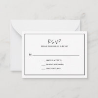 Simple Minimalist Modern Wedding Mini RSVP Card