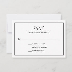 Simple Minimalist Modern Wedding RSVP Card