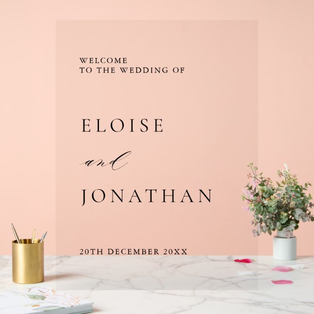 Simple Minimalist Modern  Wedding Welcome Acrylic Sign (Wedding)