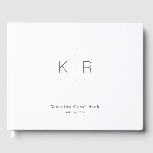 Simple Minimalist Modern White Wedding Guest Book