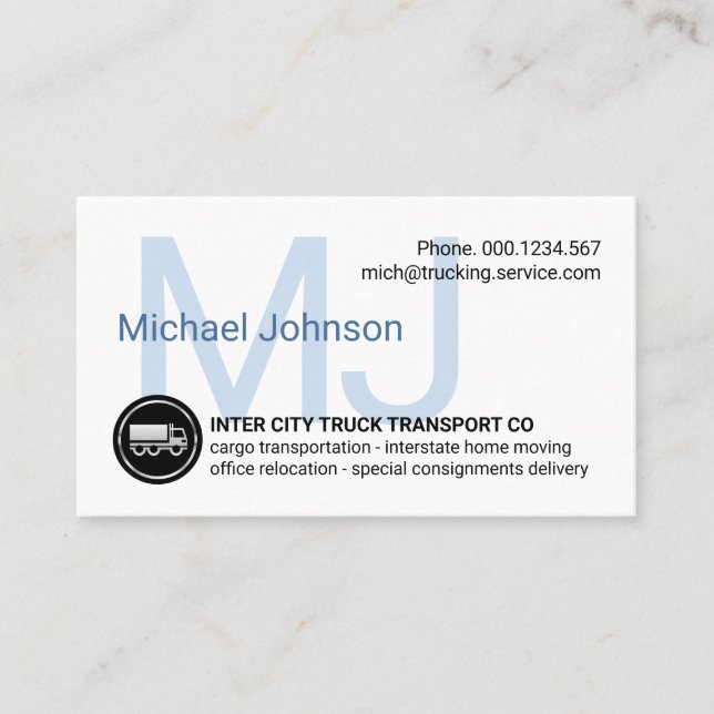 Simple Minimalist Monogram Name Business Card (Front)