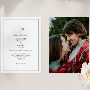 Simple Minimalist Monogram Photo Wedding Invitation