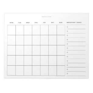 Simple Minimalist Monthly Planner and To Do List Notepad