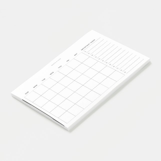Simple Minimalist Monthly Planner and To Do List Post-it Notes (Angled)