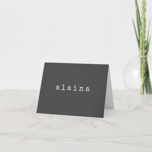 Simple Minimalist Name Design in Black Custom Note Card (Front)