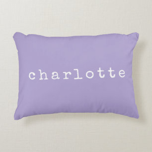 Simple Minimalist Name Design in Lavender Custom Accent Pillow