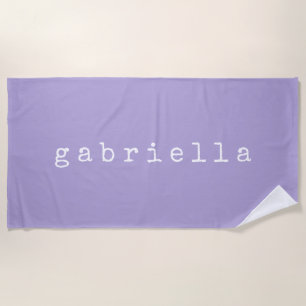 Simple Minimalist Name Design in Lavender Custom   Beach Towel