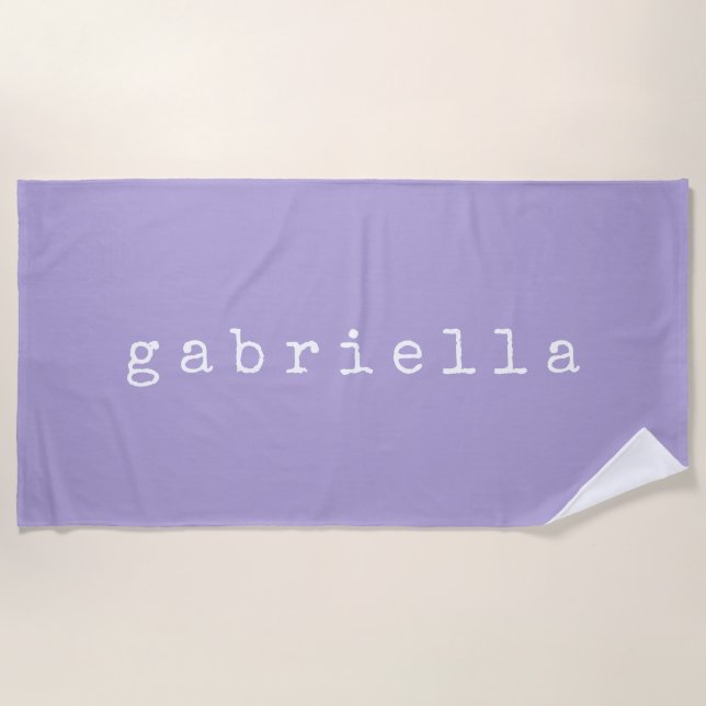 Simple Minimalist Name Design in Lavender Custom   Beach Towel (Front)