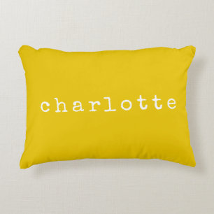 Simple Minimalist Name Design in Yellow Custom Accent Pillow