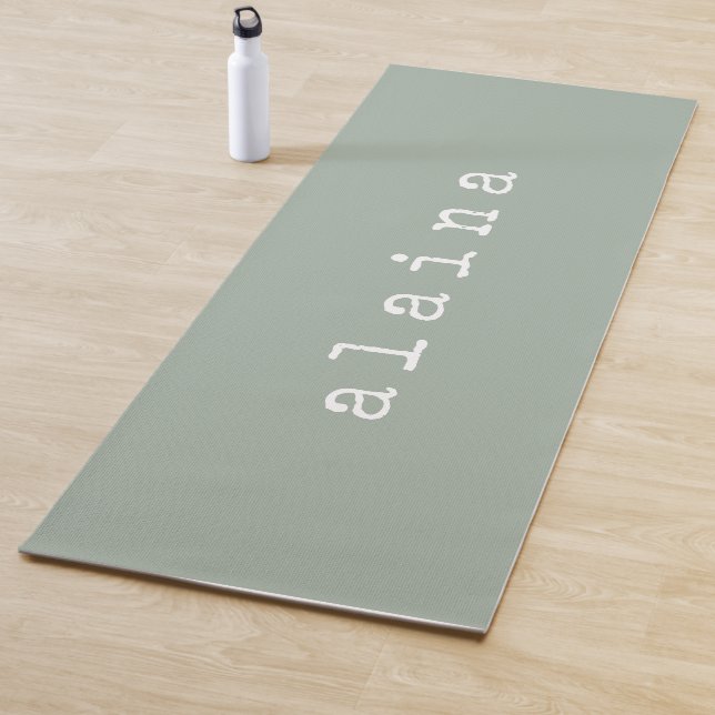Simple Minimalist Name Design Sage Green Custom  Yoga Mat (In Situ)