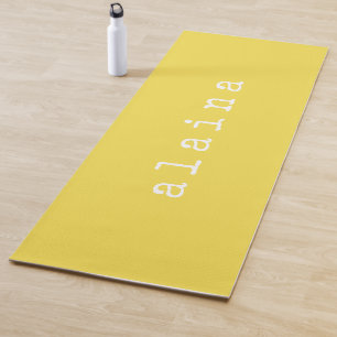 Simple Minimalist Name Design Yellow Custom  Yoga Mat