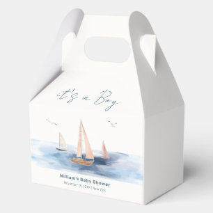 Simple Minimalist Nautical Sailboat Baby Shower Favor Box
