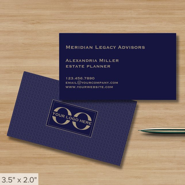 Simple Minimalist Navy Blue Company Logo Business Card (Creator Uploaded)