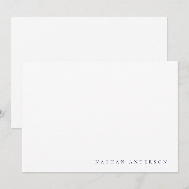 Simple Minimalist Navy Blue Correspondence  Card (Front/Back)