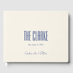 Simple Minimalist Navy Blue Modern Wedding Guest Book