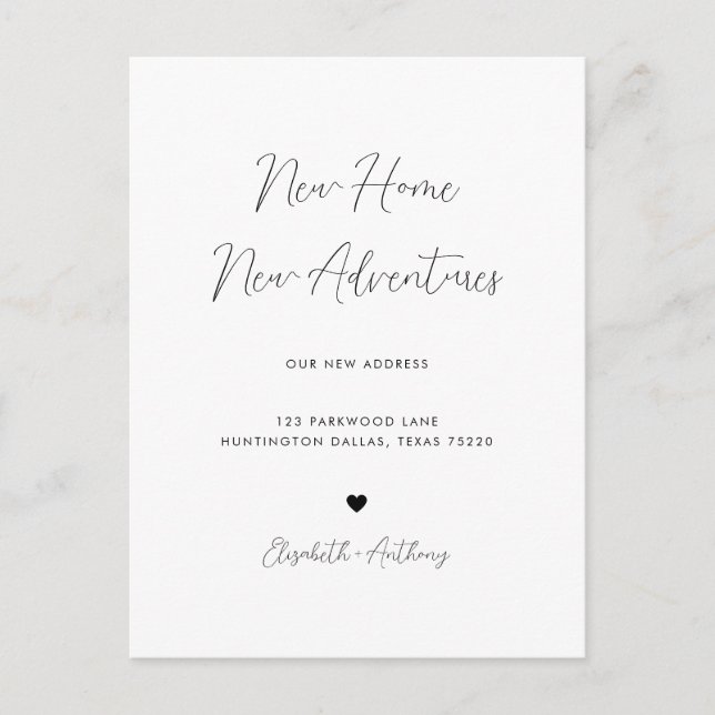 Simple Minimalist New Home New Adventures Moving Announcement Postcard (Front)
