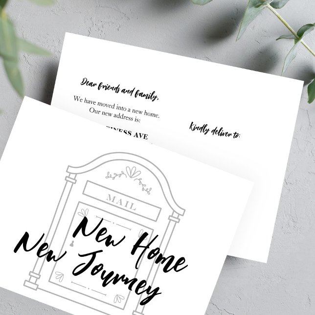 Simple minimalist new home script moving  announcement postcard (Creator Uploaded)