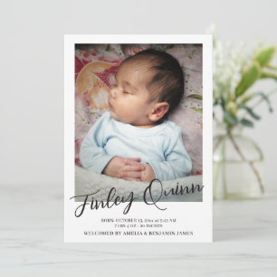 Simple Minimalist Newborn Script Photo Announcement