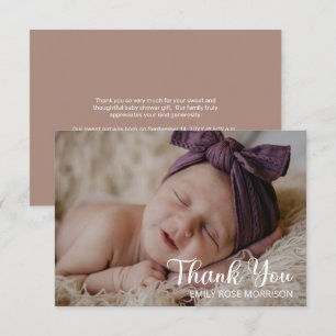 Simple Minimalist One Photo Baby Shower Thank You