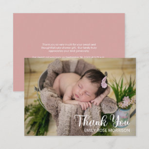 Simple Minimalist One Photo Baby Shower Thank You