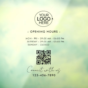 Simple Minimalist Opening Times Logo Store Hours Window Cling