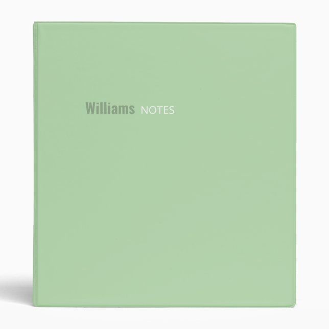 Simple Minimalist Pale Green Binder for Notes (Front)