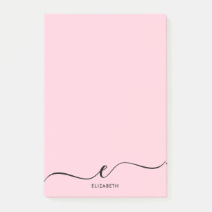 Simple Minimalist Pastel Pink Custom Name Monogram Post-it Notes