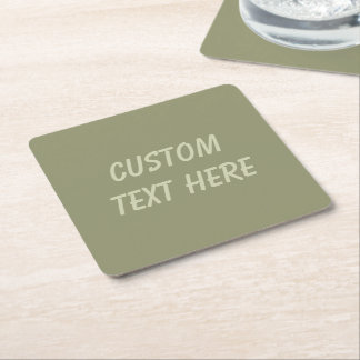 Simple minimalist pastel sage square paper coaster