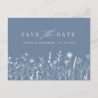 Simple Minimalist Periwinkle Floral Save the Date