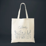Simple Minimalist Periwinkle Wildflower Bride Tote Bag<br><div class="desc">Simple Minimalist Elegant Dusty Blue Periwinkle Modern bride tote bag with wildflowers. Please find more matching designs and variations from my store. And feel free to contact me for further customization or matching items.</div>
