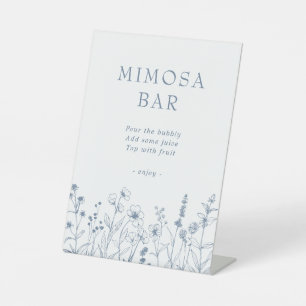 Simple Minimalist Periwinkle Wildflower Mimosa Bar Pedestal Sign