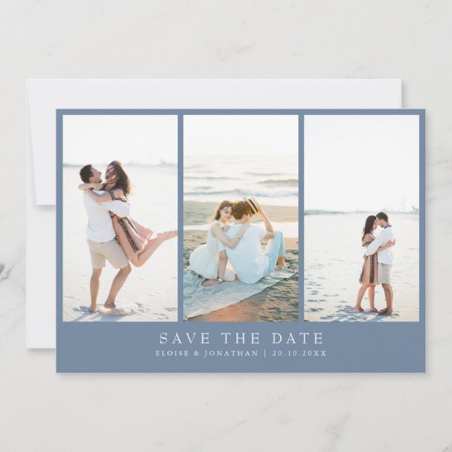 Simple Minimalist Periwinkle Wildflower Photo  Save The Date (Front)