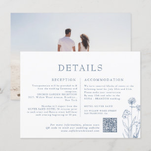 Simple Minimalist Periwinkle Wildflower Wedding Enclosure Card