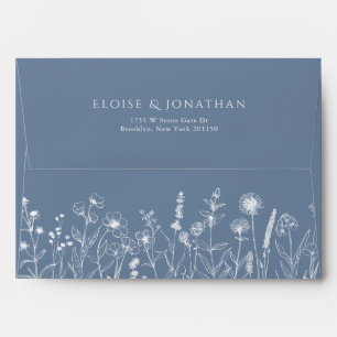 Simple Minimalist Periwinkle Wildflower Wedding Envelope