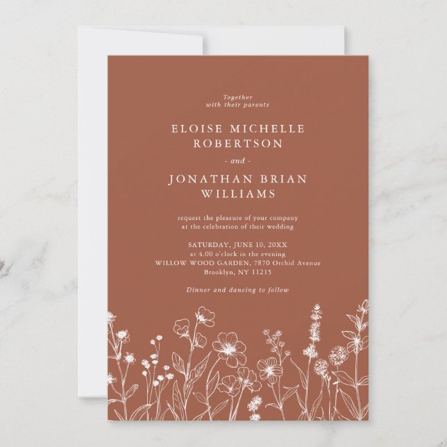 Simple Minimalist Periwinkle Wildflower Wedding Invitation (Front)