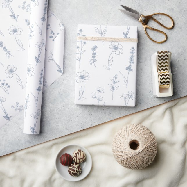 Simple Minimalist Periwinkle Wildflower Wedding Wrapping Paper (Crafts)