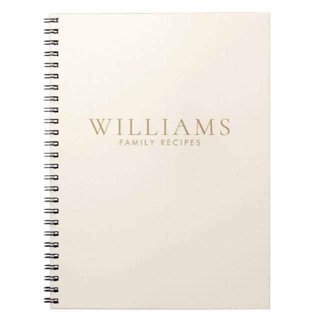 Simple Minimalist Personalized Family Recipes Notebook (Front)