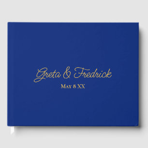 Simple Minimalist Personalized Royal Blue Gold  Guest Book