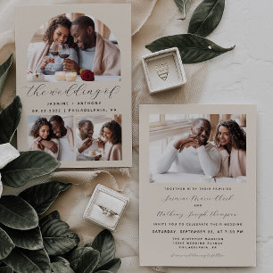 SImple Minimalist Photo Arch Collage Beige Wedding Invitation