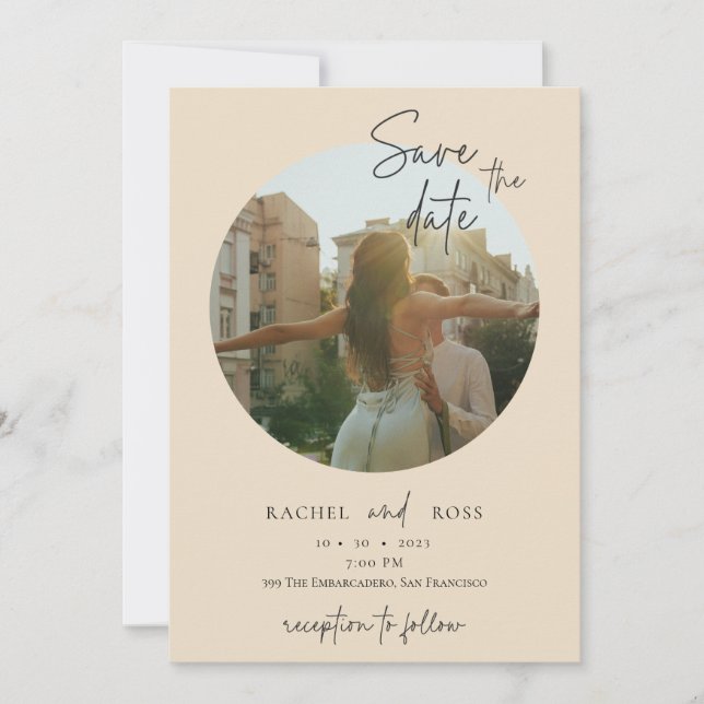 Simple Minimalist Photo | Beige Wedding  Invitation (Front)